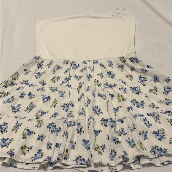 Thirty/Thirty LA White & Blue strapless mini summer dress SZ XL floral vacay NWT - Picture 3 of 14